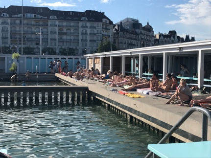 Bains des Pâquis, Geneva - terrific pavilions line an area of the lake where locals swim, relax and dine